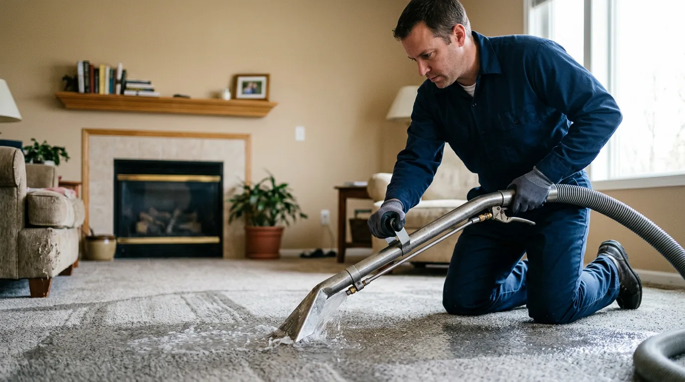 Water damage restoration technician working near Neosho Rapids, KS